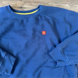 McDonalds Authentic Blue Rubber Stamp Crewneck Sweatshirt Employee Gear Adult M